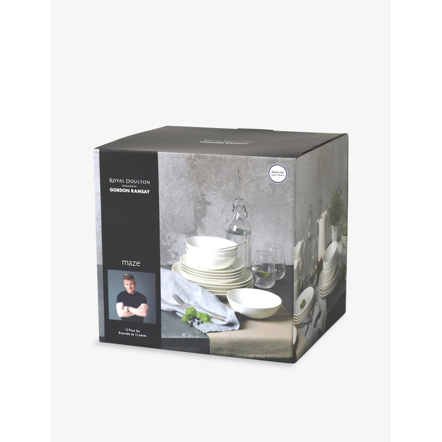 Gordon Ramsay Maze denim porcelain dinnerware set 12-piece (British brand)