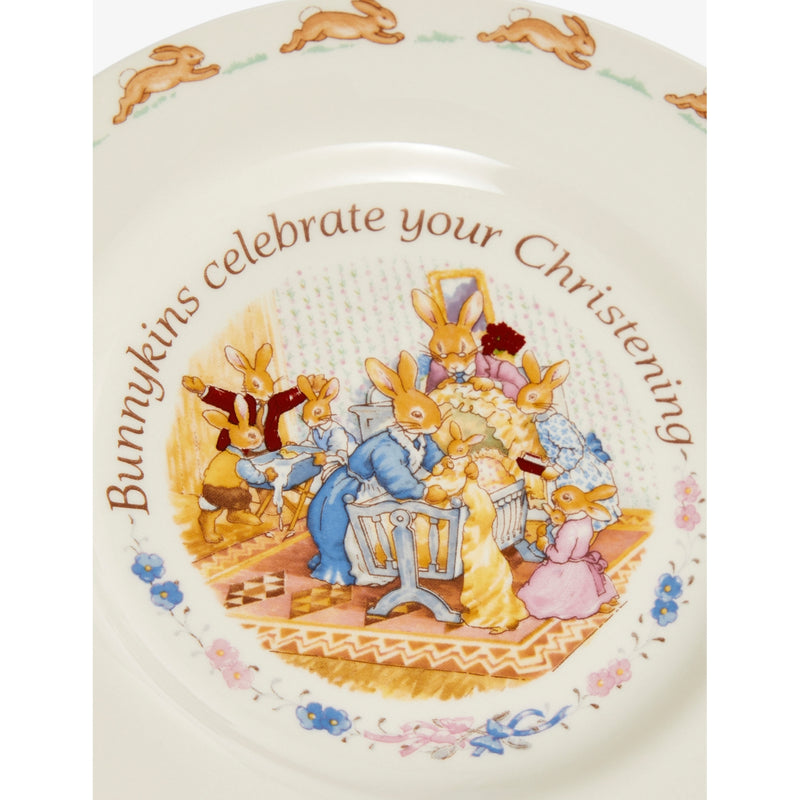 Royal Doulton Bunnykins christening plate and mug set, imported from the UK