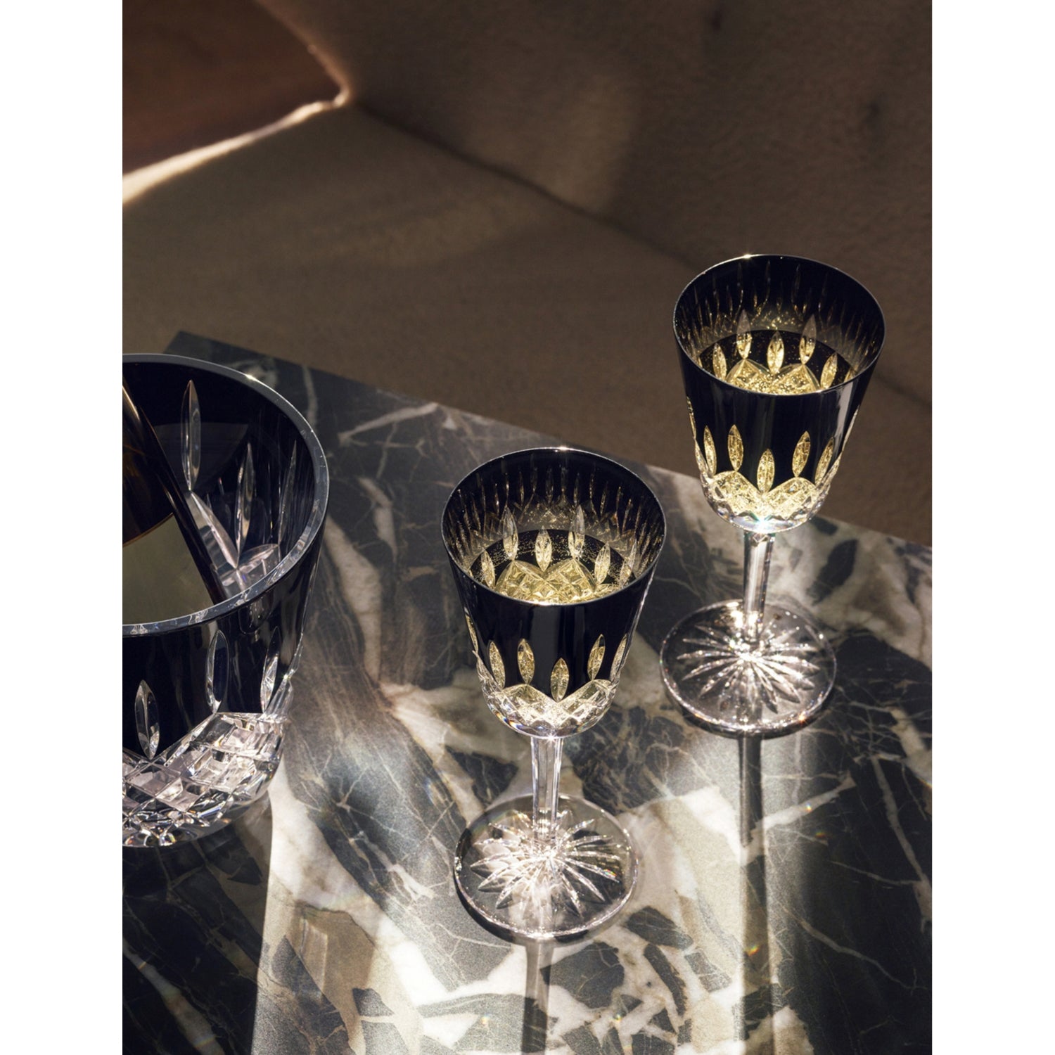 Waterford Lismore Black crystal goblets set of two (British brand)