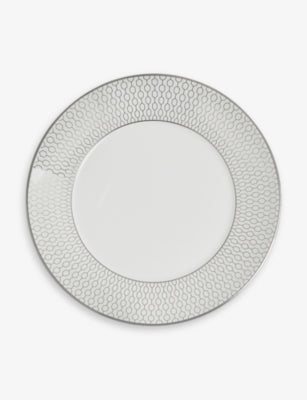 Wedgwood Gio Platinum bone china plate 17cm metallic geometric pattern - British product