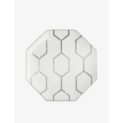 selfridges Wedgwood Gio Platinum Octagonal Geometric Bone China Plate 23cm- Buy online at McGrocer