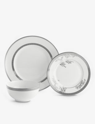 Wedgwood Vera Wang Lace Platinum 12-piece china dining set, imported from the UK