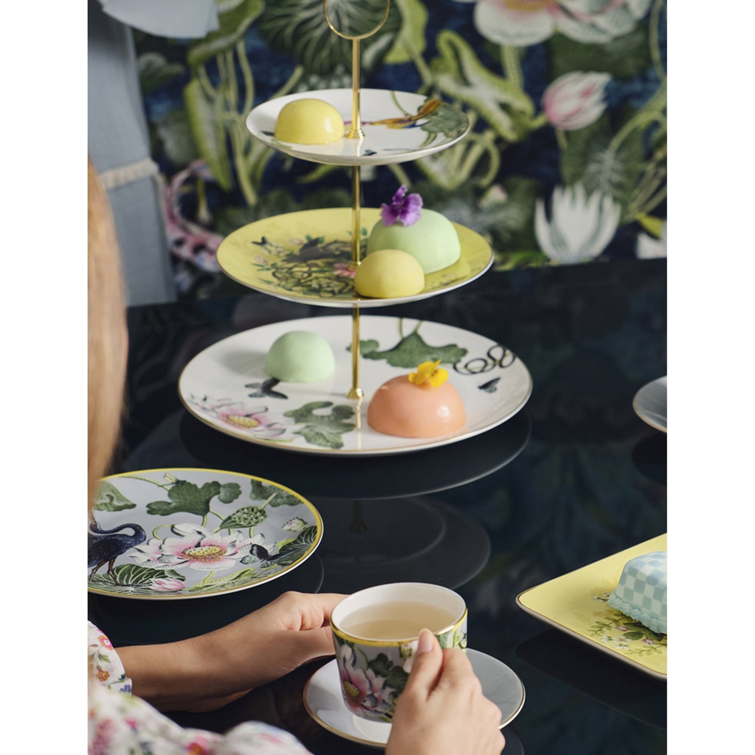 Wedgwood Waterlily limited edition china sandwich tray 15.8cm, imported from the UK