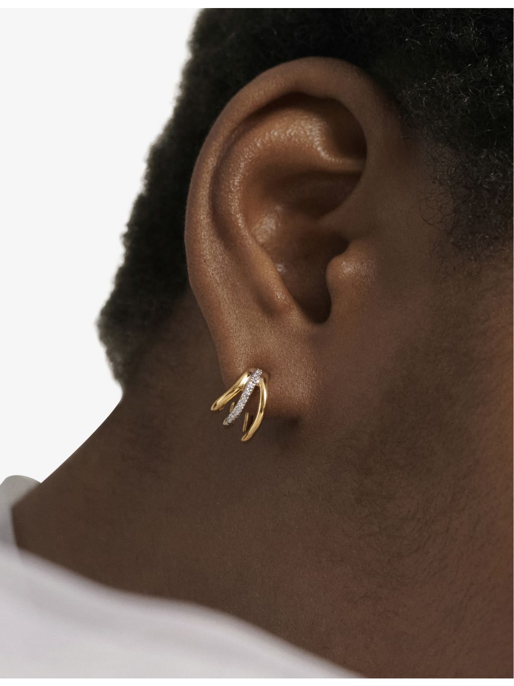 Monica Vinader Riva Wave huggie earrings with pavé diamonds, UK version
