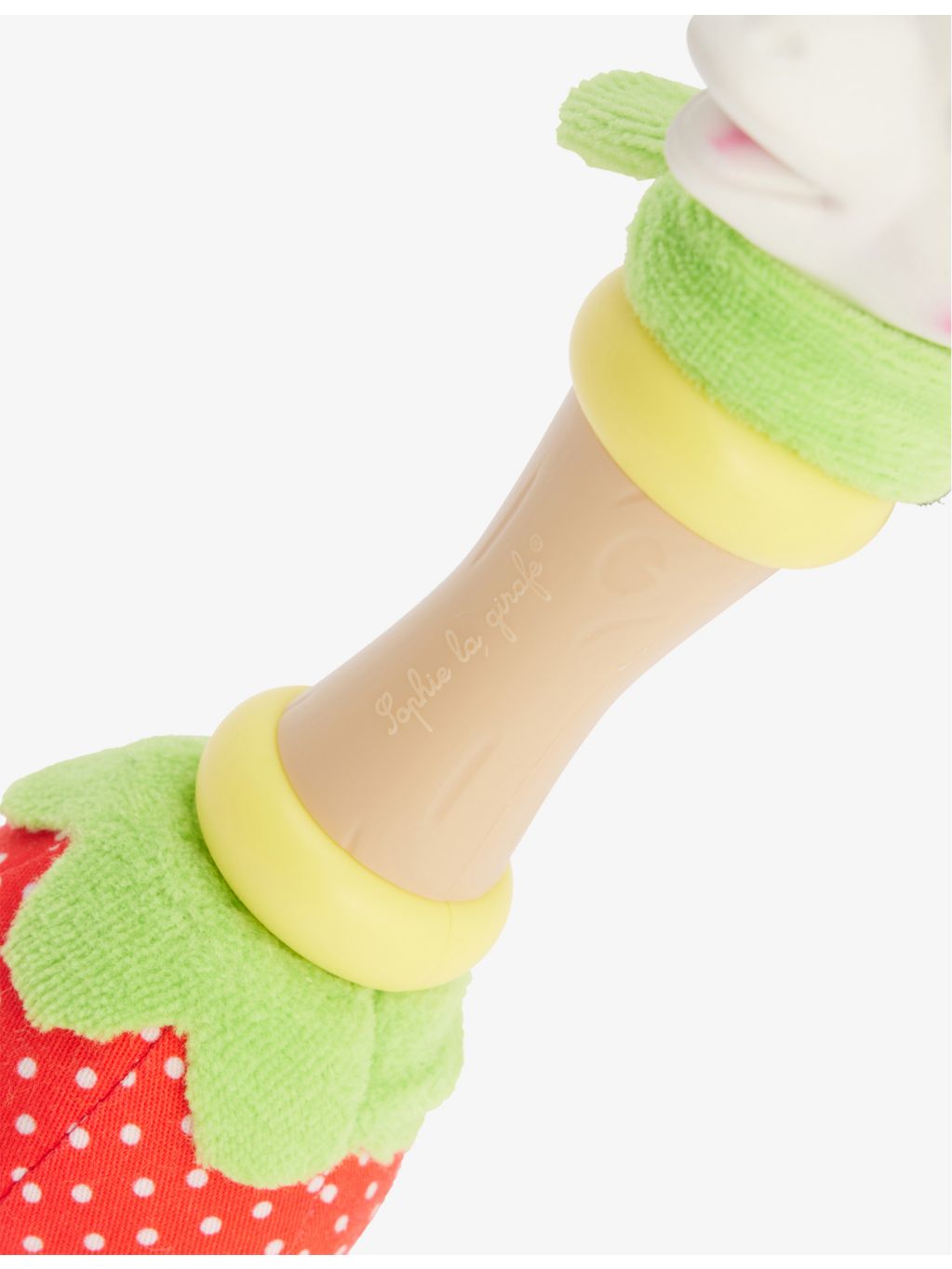 Sophie La Giraffe rubber rattle with textured trims, UK version