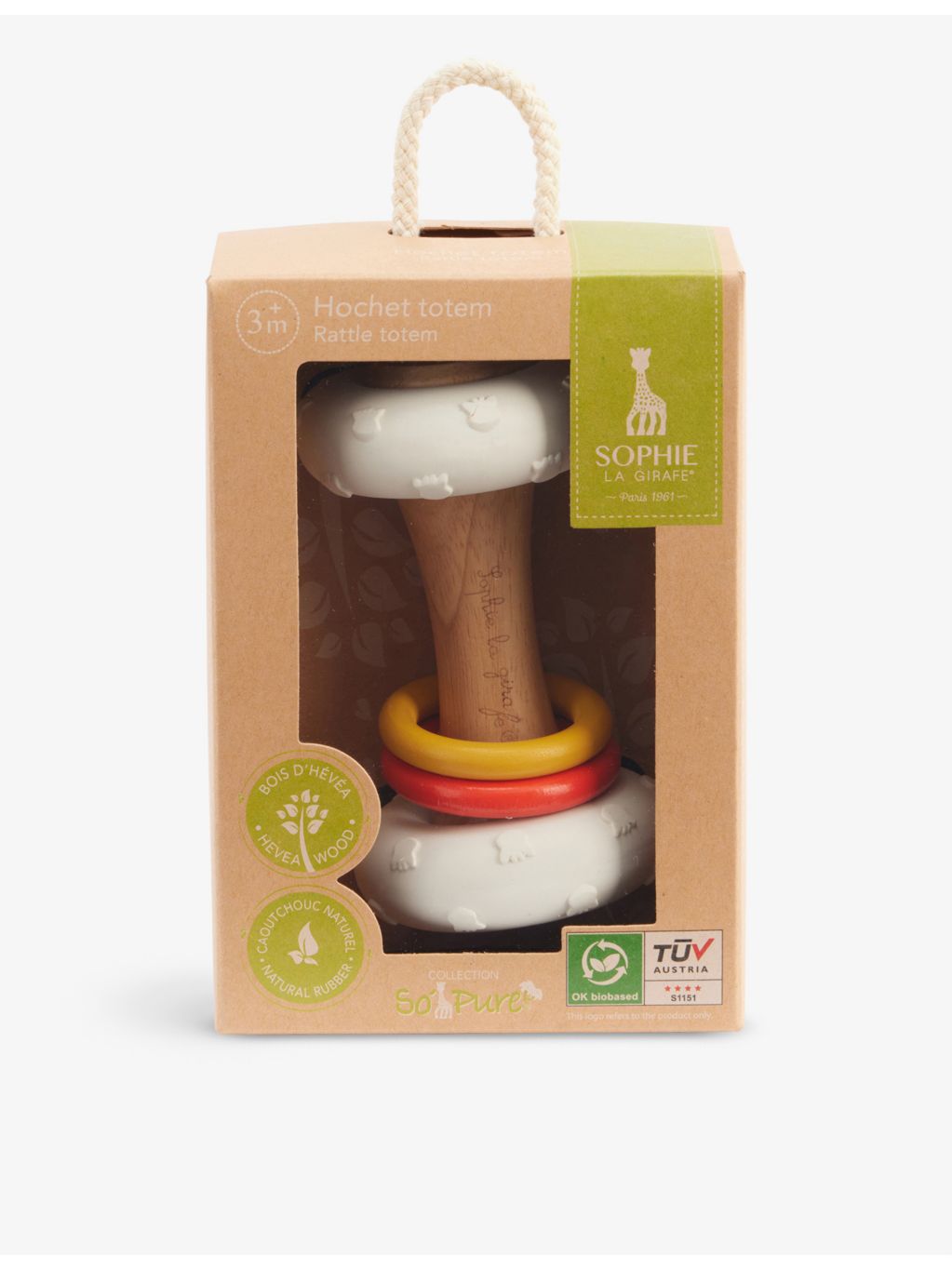 Sophie La Giraffe rubberwood rattle 12cm, UK version