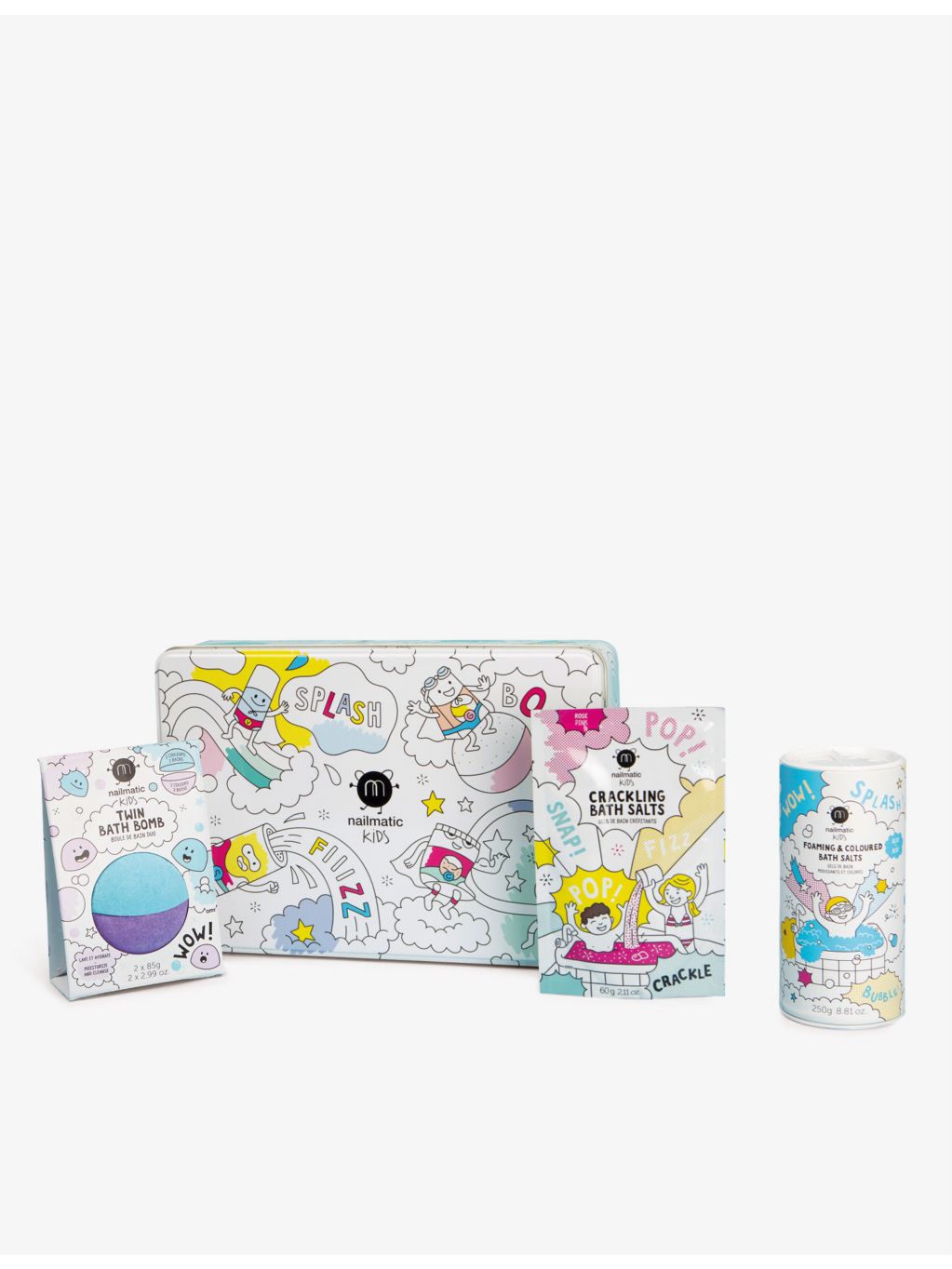 nailmatic bubble bath box set with bath bomb and salts - British product
