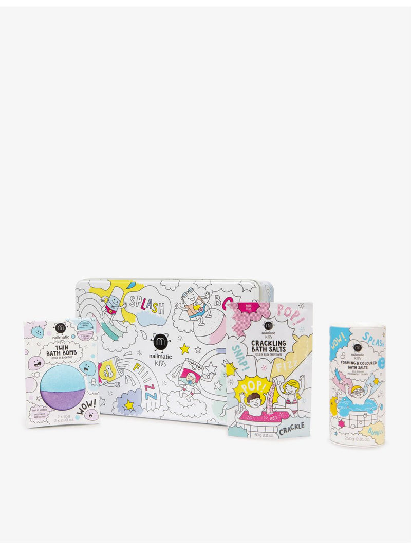 nailmatic bubble bath box set with bath bomb and salts - British product