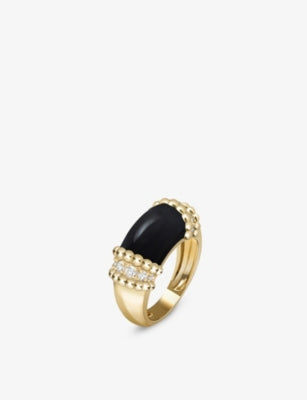 Van Cleef & Arpels Perlée Couleurs 18ct Yellow Gold Onyx and Round Diamond Ring