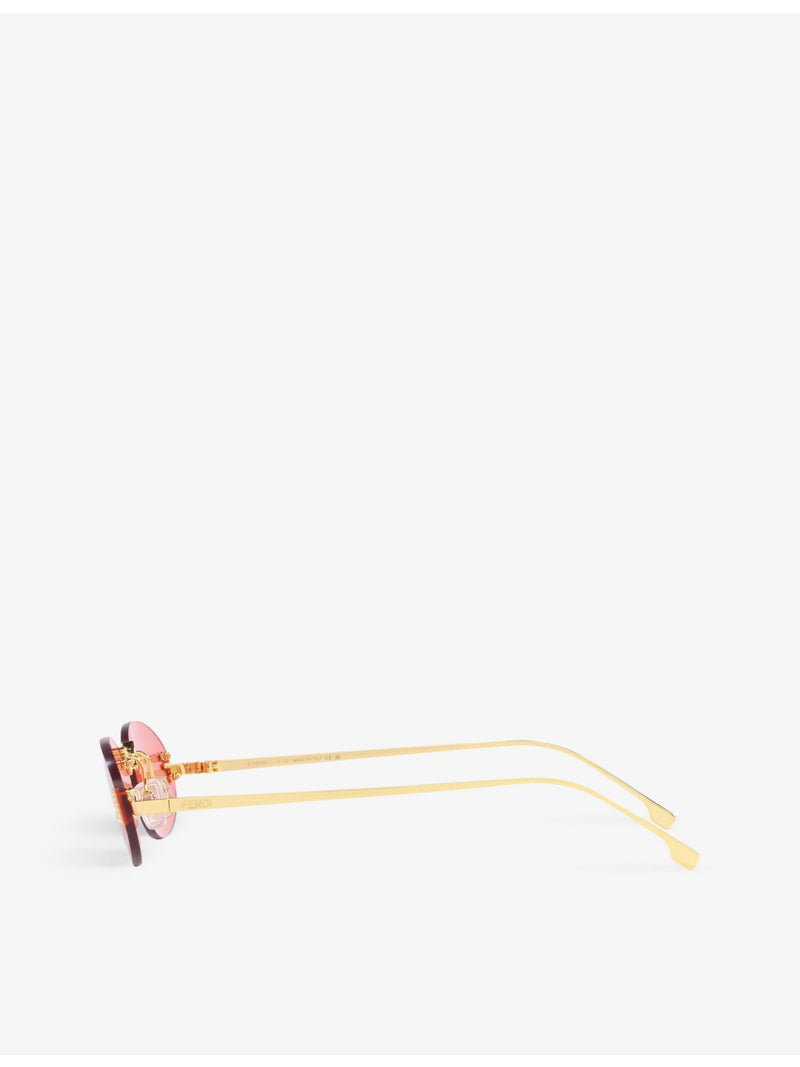 Fendi oval-frame metal sunglasses FE4075US, imported from the UK
