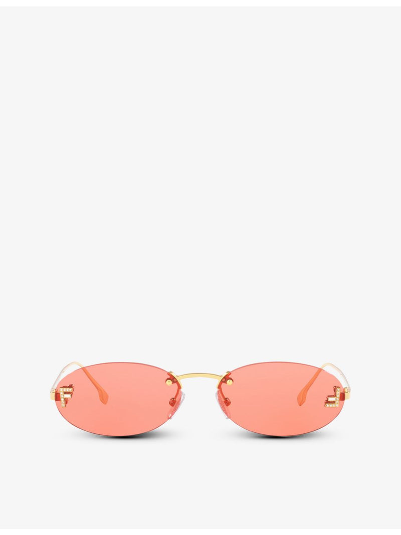 Fendi oval-frame metal sunglasses FE4075US, imported from the UK