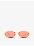 Fendi oval-frame metal sunglasses FE4075US, imported from the UK