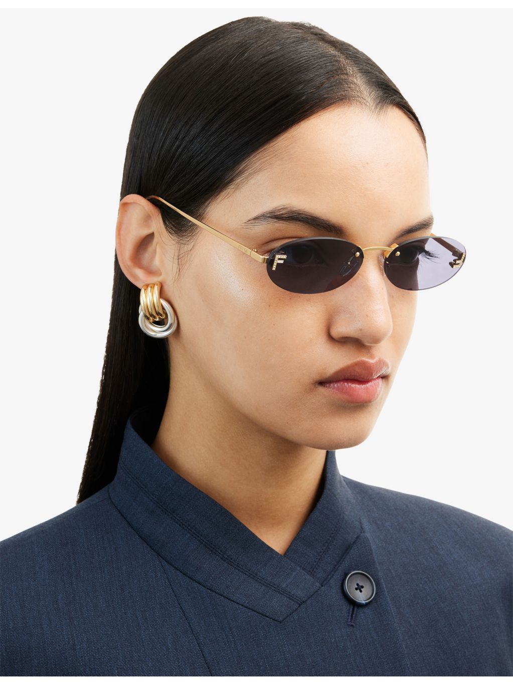 Fendi oval metal sunglasses FE4075US, imported from the UK