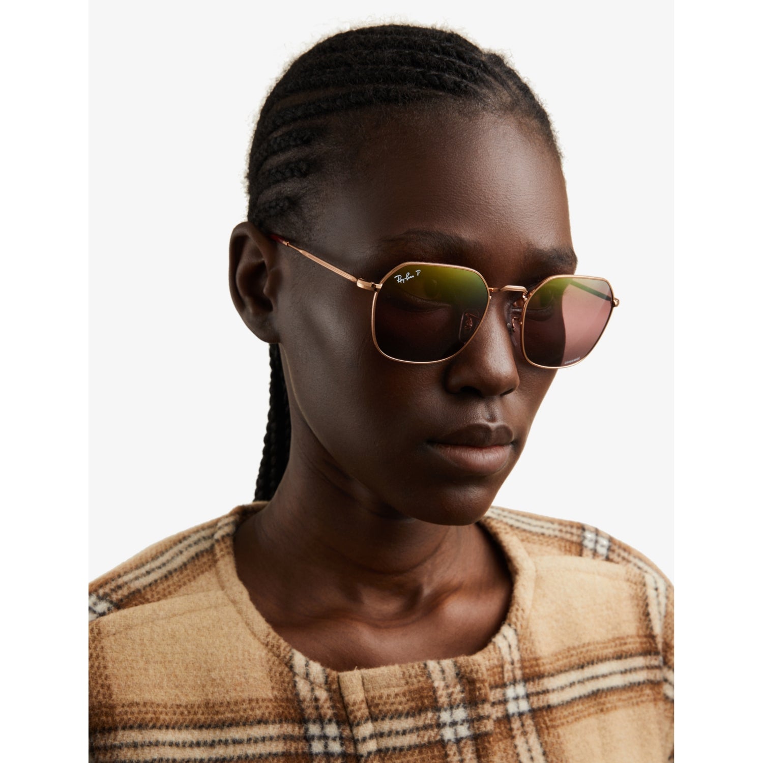 Ray-Ban RB3694 Jim hexagonal metal sunglasses, imported from the UK