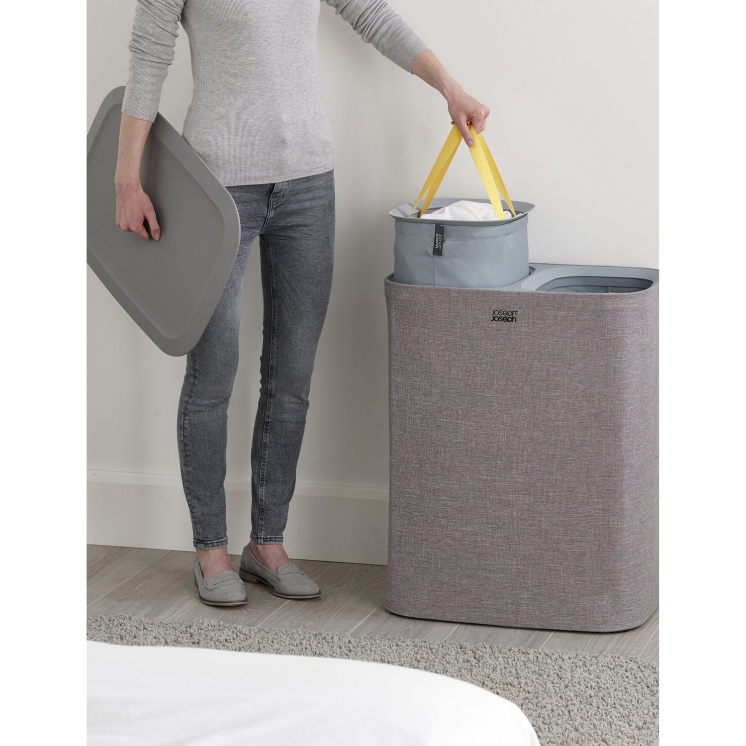 Joseph Joseph cotton and shell laundry basket 90L, imported from the UK