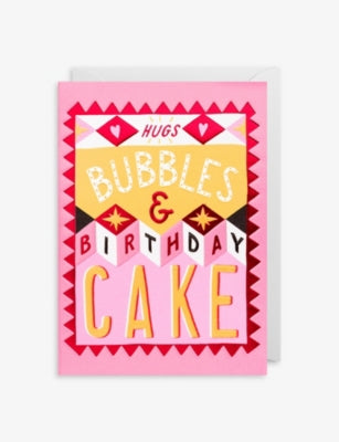 Lagom Hugs Bubbles & Birthday Cake greetings card, UK version