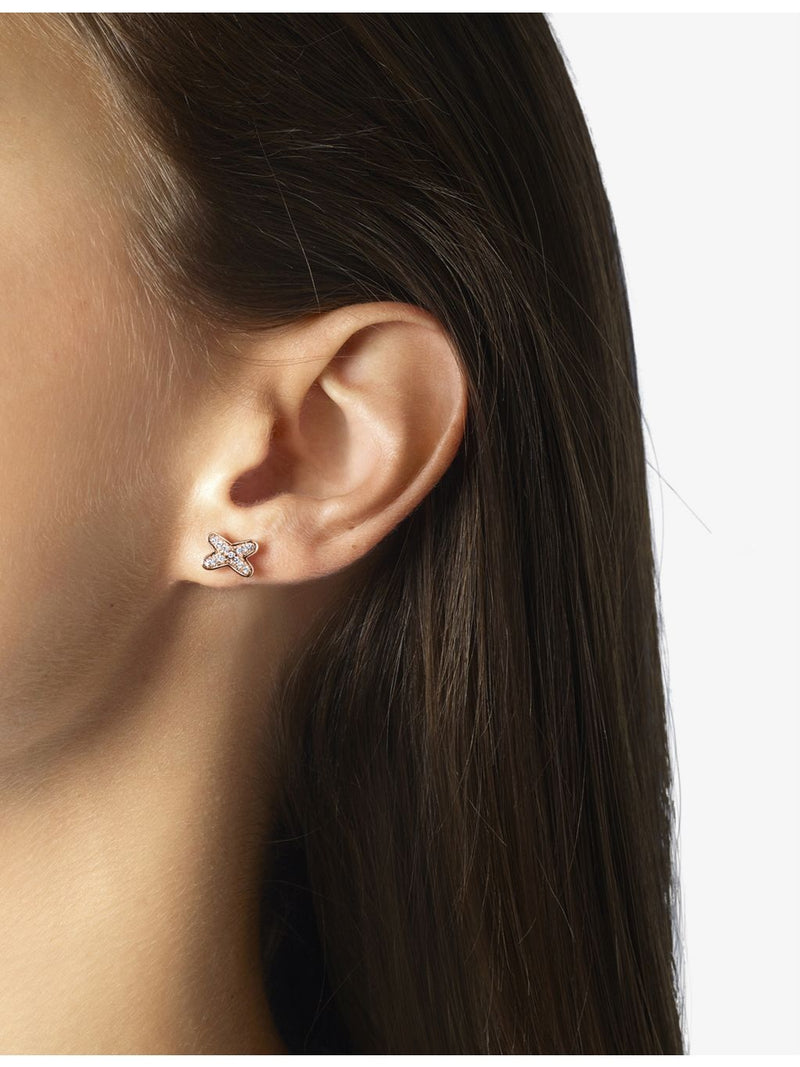 Chaumet 18ct rose gold diamond earrings 0.129ct (British brand)