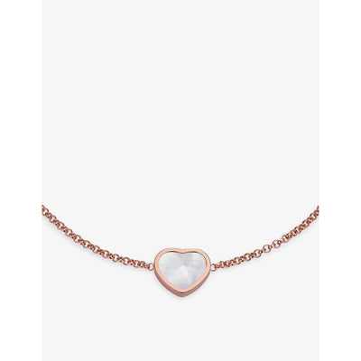 selfridges Chopard My Happy Hearts 18ct Rose-Gold and Mother-of-Pearl Bracelet- Buy online at McGrocer