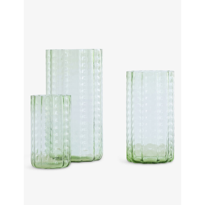 Serax Wave glass vase 28cm, textured mouthblown design, UK version