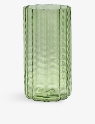 Serax Wave glass vase 28cm, textured mouthblown design, UK version