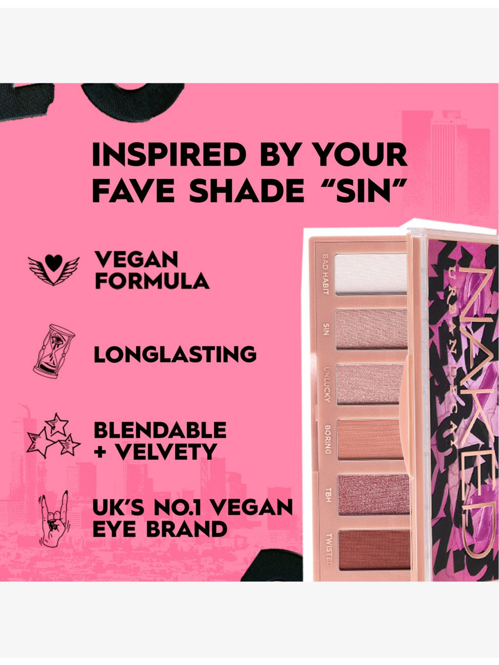Urban Decay Naked Sin mini eyeshadow palette 3g, UK version