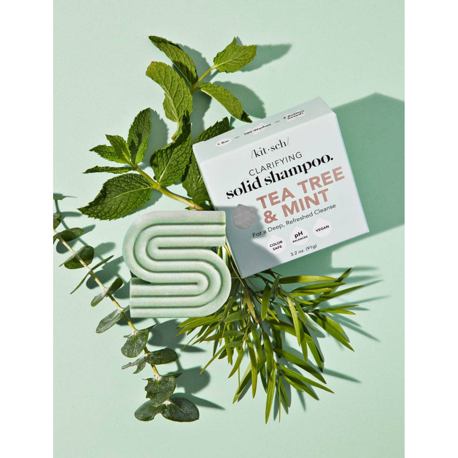 Kitsch tea tree and mint shampoo bar 102g - British product