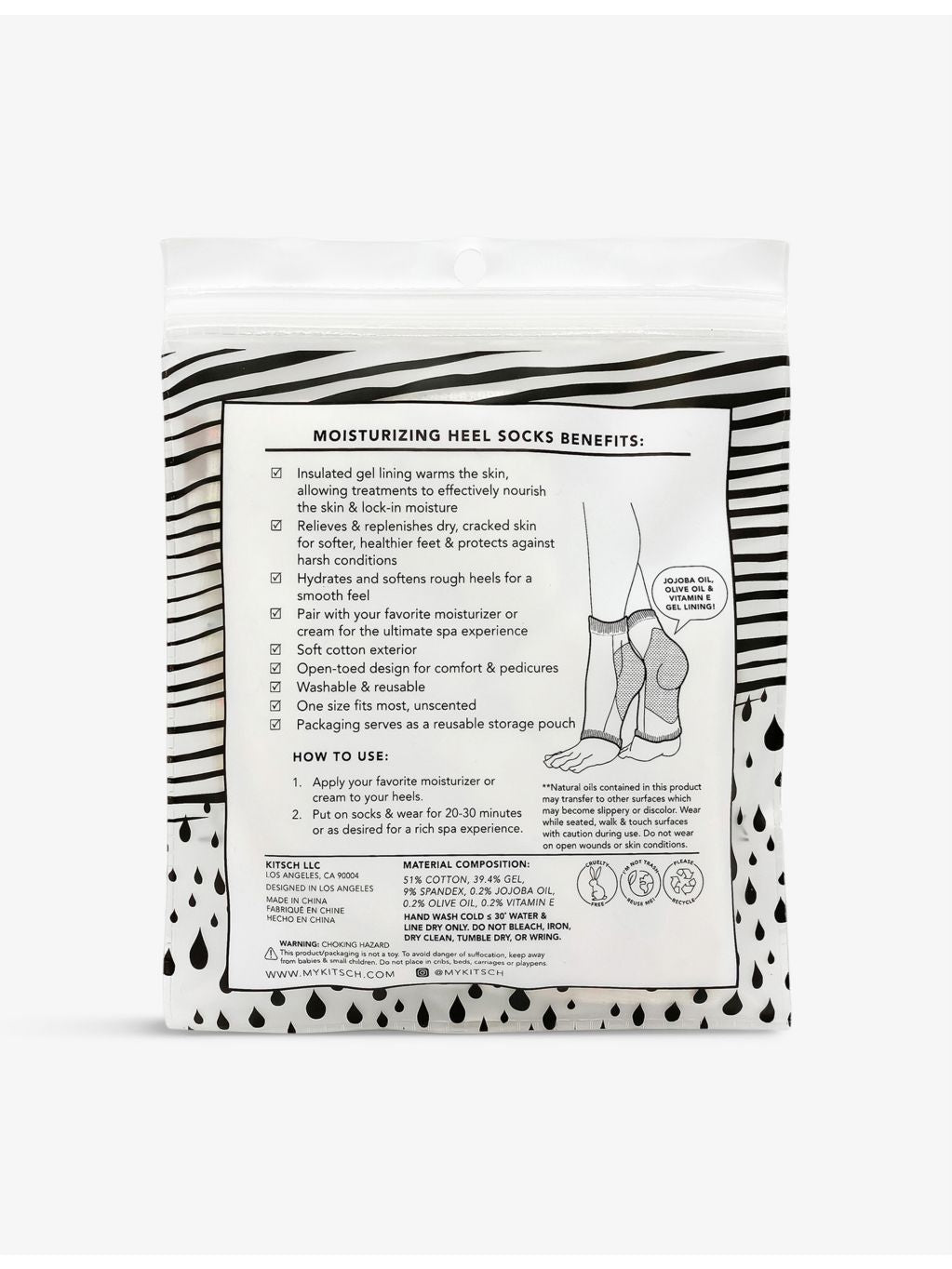 Kitsch moisturising heel socks one size (British brand)