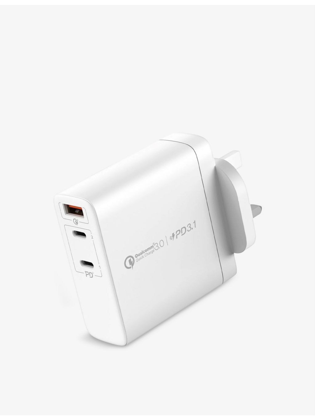 OnePlug 140W 3-port GaN charger in white (British brand)