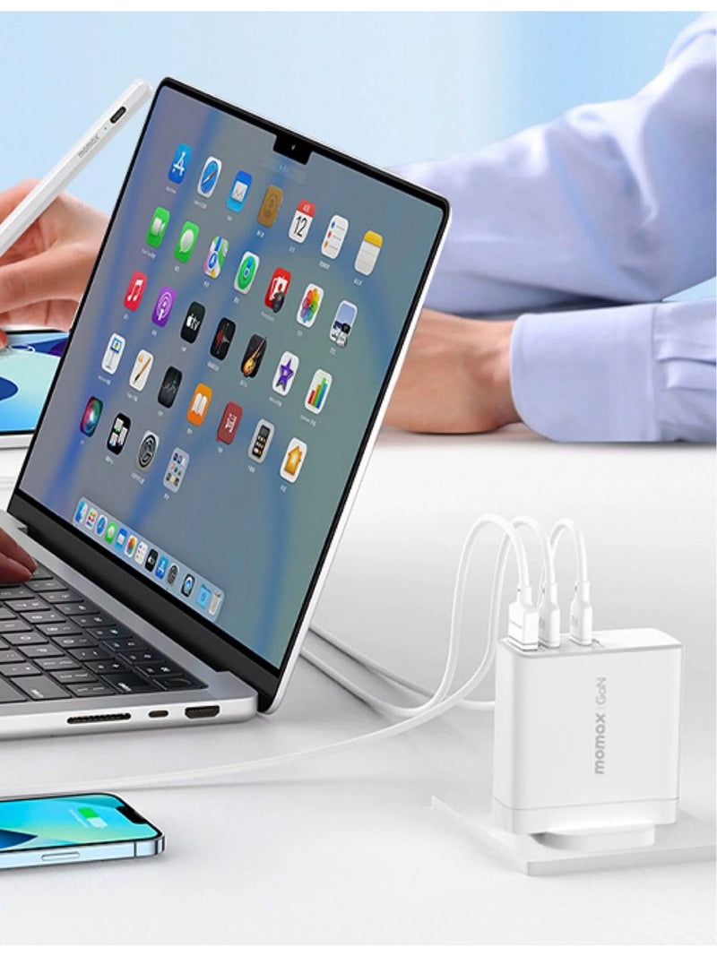 OnePlug 140W 3-port GaN charger in white (British brand)