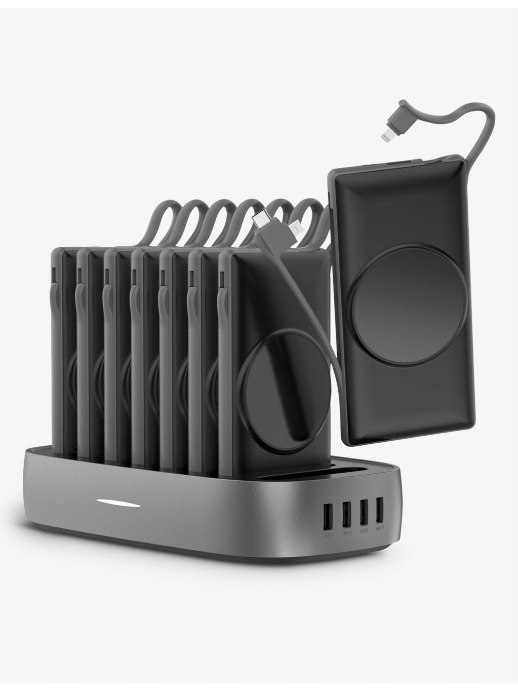WST x8 black multi-charger docking station with powerbanks (British brand)