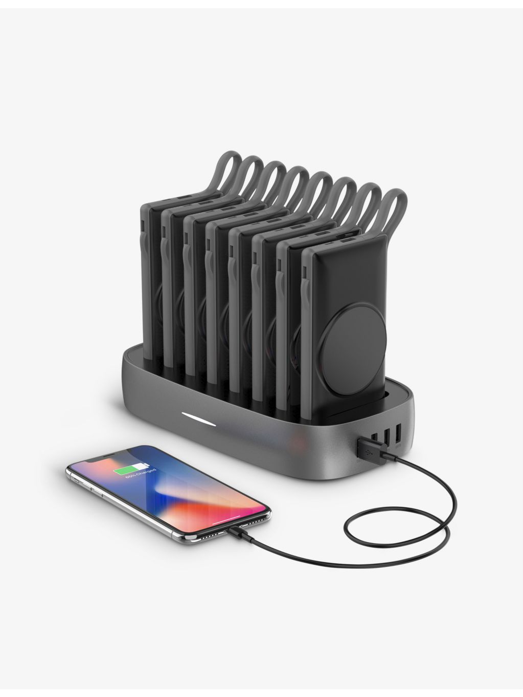 WST x8 black multi-charger docking station with powerbanks (British brand)