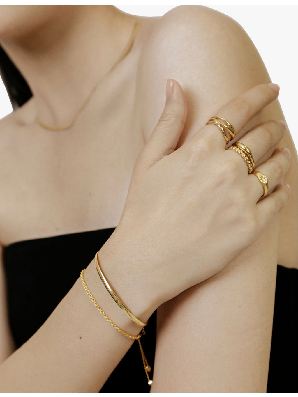 Monica Vinader 18ct gold-plated sterling silver snake chain bracelet, British product