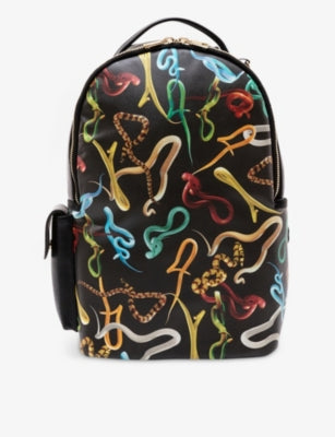 Seletti snakes graphic-print faux-leather backpack, imported from the UK