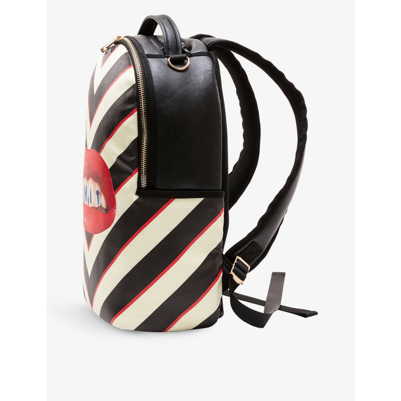 Seletti lipstick print faux leather backpack - British product