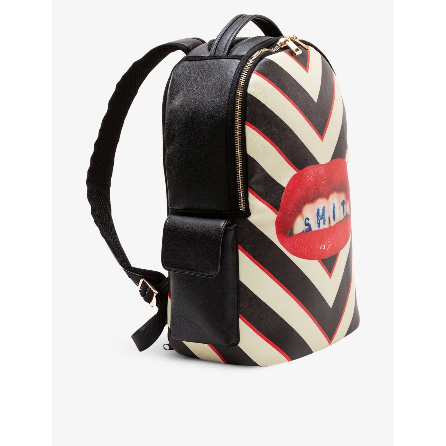 Seletti lipstick print faux leather backpack - British product