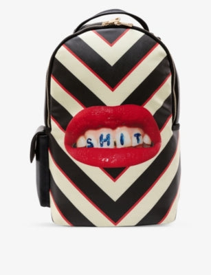 Seletti lipstick print faux leather backpack - British product