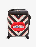 Seletti Toiletpaper lipstick-print striped faux-leather suitcase (British brand)