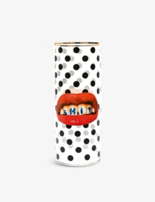 Seletti cylindrical glass vase with mouth-print design 50cm (British brand)