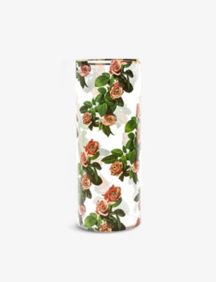 Seletti Toiletpaper rose-print glass vase 50cm (British brand)
