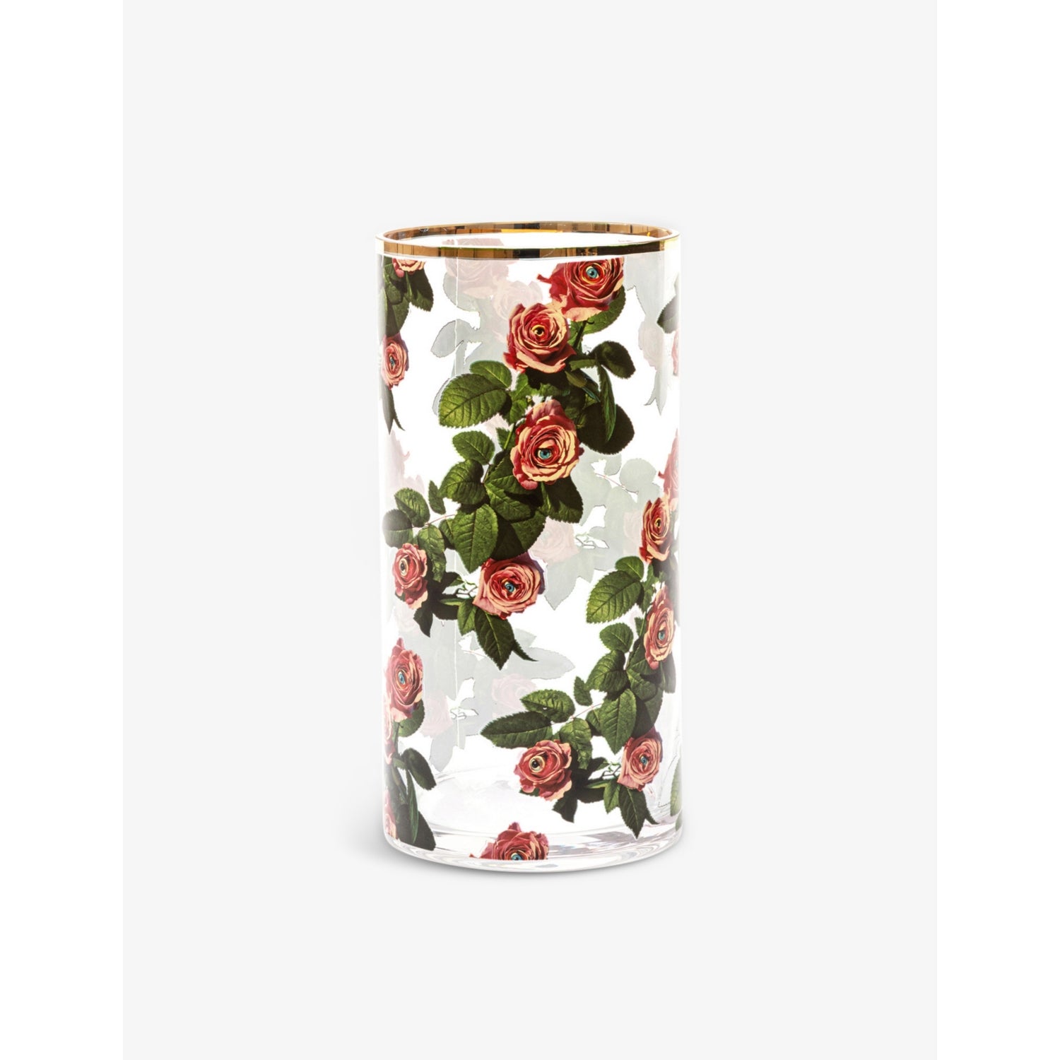 Seletti glass vase Toiletpaper rose-print 30cm - British product