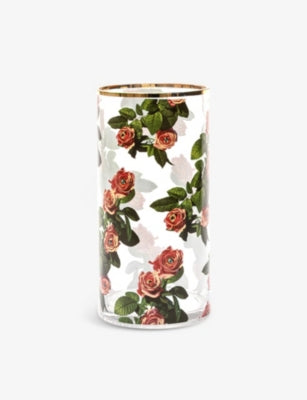 Seletti glass vase Toiletpaper rose-print 30cm - British product