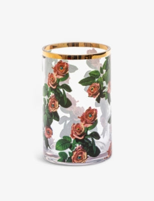 Seletti roses printed small cylindrical vase 14cm (British brand)