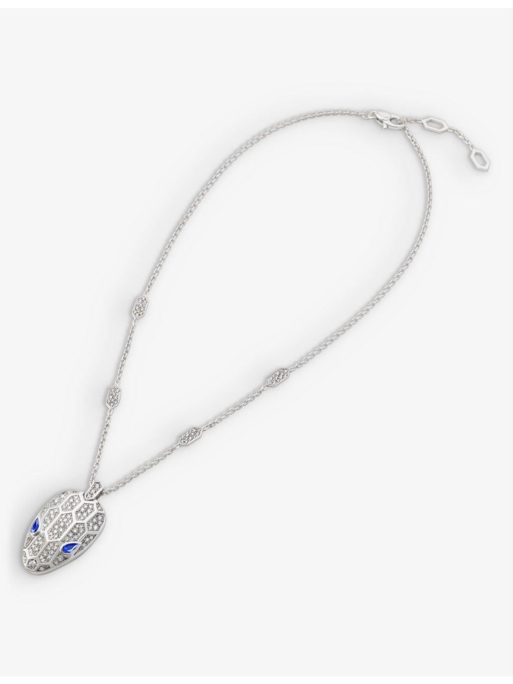 Bvlgari Serpenti diamond sapphire necklace 18ct white gold, imported from the UK