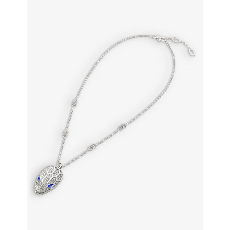 Bvlgari Serpenti diamond sapphire necklace 18ct white gold, imported from the UK