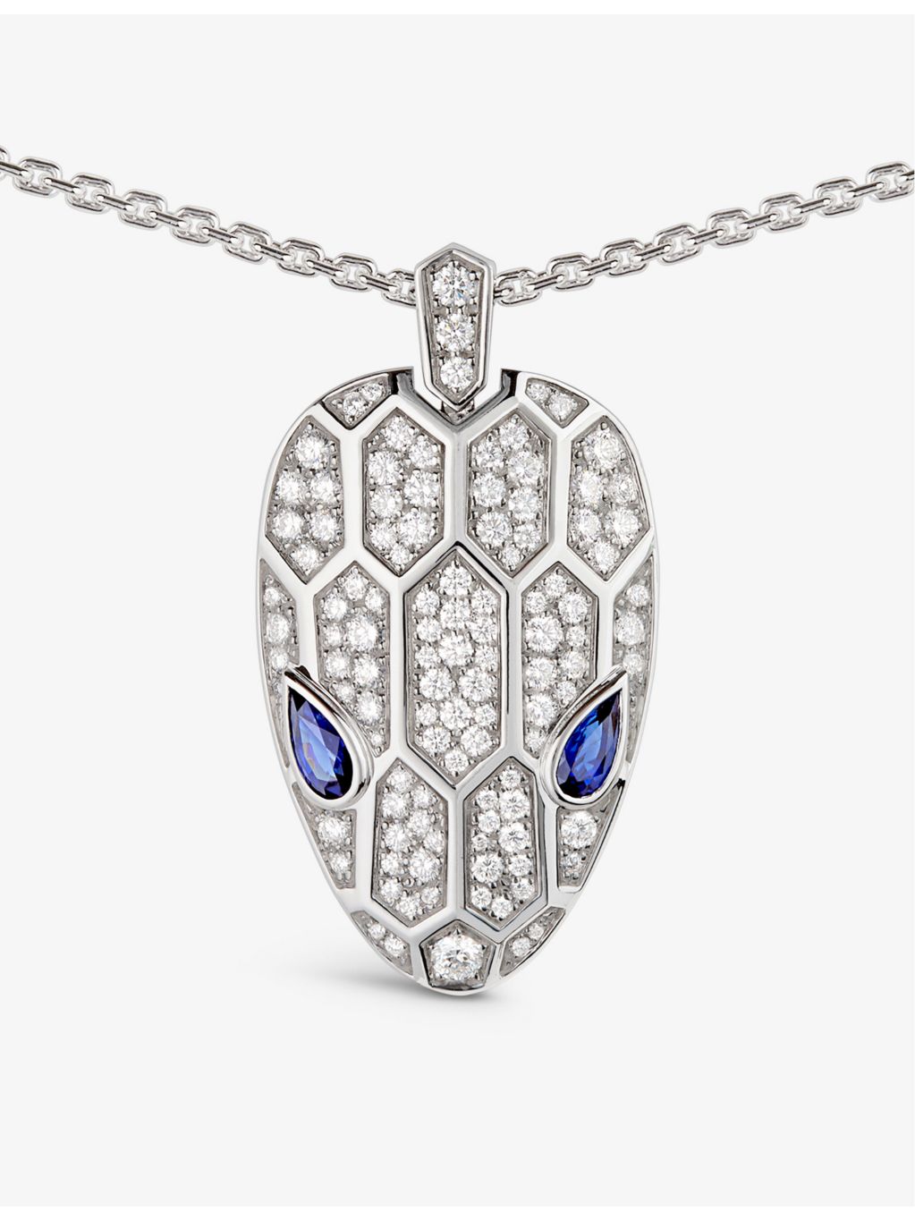 Bvlgari Serpenti diamond sapphire necklace 18ct white gold, imported from the UK
