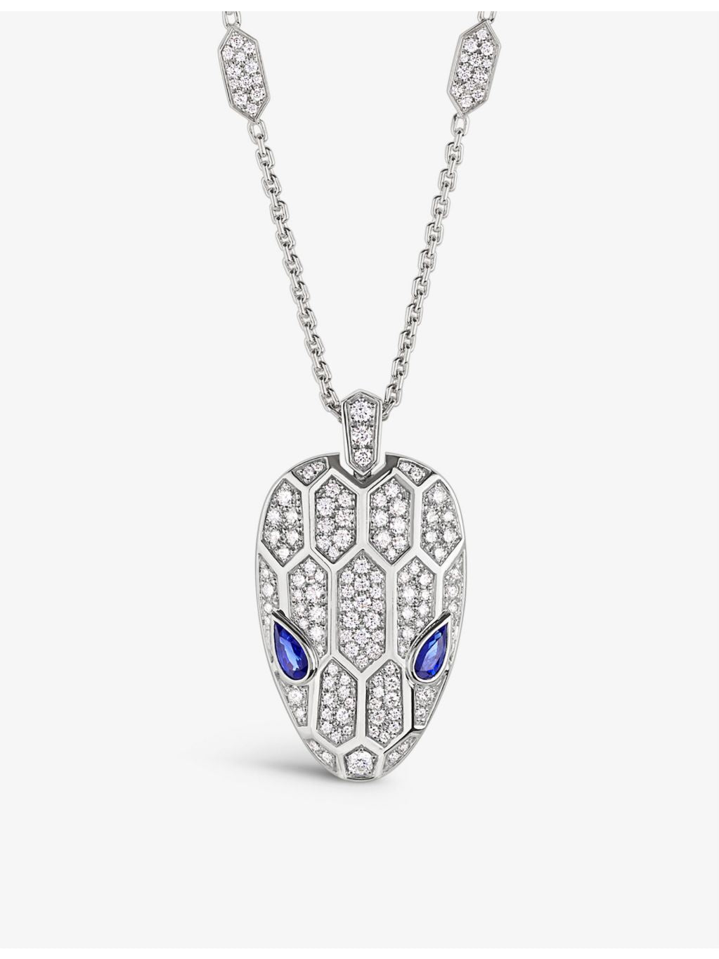 Bvlgari Serpenti diamond sapphire necklace 18ct white gold, imported from the UK