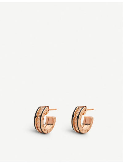 selfridges Bvlgari B.zero1 18ct Rose-Gold and Ceramic Hoop Earrings- Buy online at McGrocer