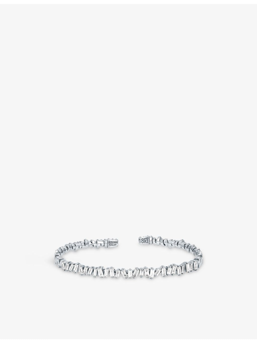 Suzanne Kalan baguette-cut diamond bangle in 18ct white gold (British brand)