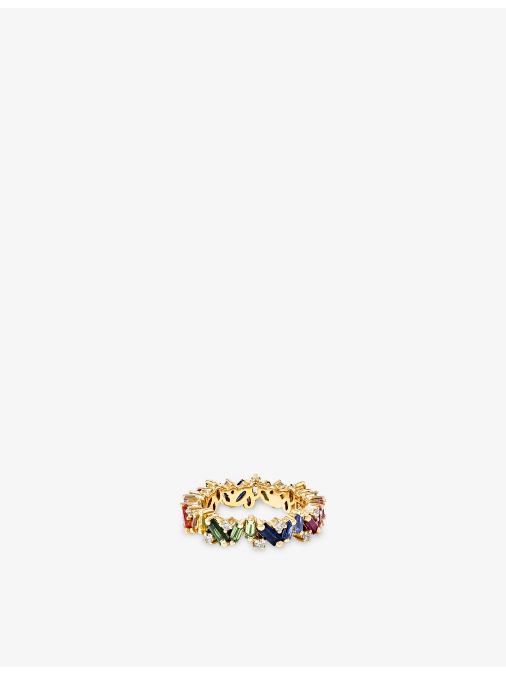 Suzanne Kalan 18ct yellow gold diamond and sapphire eternity ring - British product