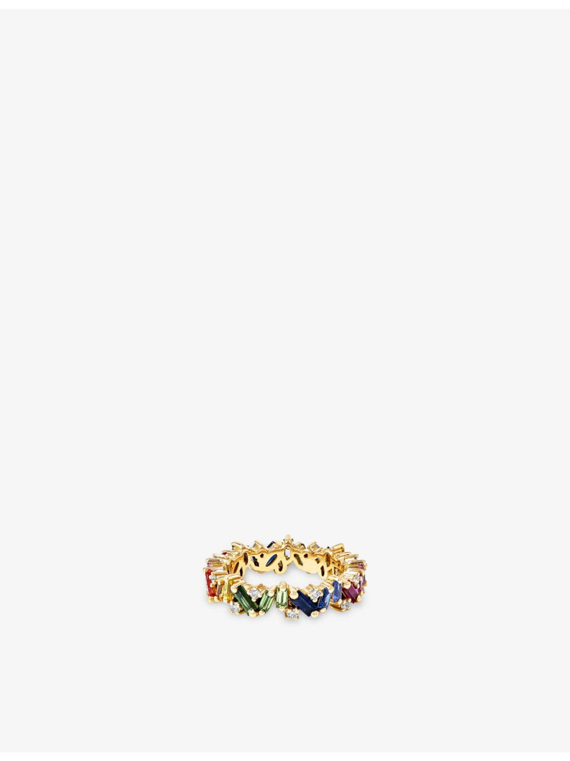 Suzanne Kalan 18ct yellow gold diamond and sapphire eternity ring - British product